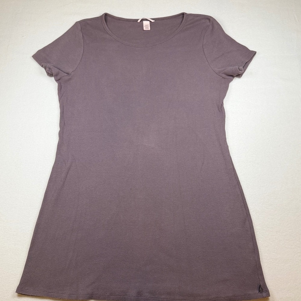 Victorias Secret Mauve Waffle Knit Thermal Sleep Shirt XL Purple Crew Neck